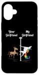 Coque pour iPhone 16 Plus Ta copine, ma copine, pole dance, danseuse de licornes