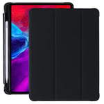 JSY Étui de Protection Ultra Fin pour iPad 9/8/7 génération (2021/2020/2019) Translucide Smart Folio Compatible avec iPad 10,2" avec Porte-Stylo et Mise en Veille Automatique Noir