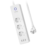 Smart Wi-Fi grenuttag, 16A, 3x USB-portar, energiövervakning & timer