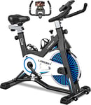 LABGREY Exercise Bike Indoor Cycling Bike Stationary Cycle Bike with Heart Rate Sensor & Comfortable Seat Cushion, Quiet Fitness Bike for Home Cardio Workout (Silver - Stationary Bike)