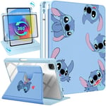 Trendy Fan for iPad Air 5th/4th Generation 10.9 inch/for iPad Pro 11 inch Case Cute Cartoon for Girls Kids Girly Women Design Cover,360 Degree Rotating Folio Stand Pencil Holder for i Pad Air 5/4 Blue