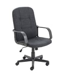 Office Hippo Desk Chair, Ergonomic Contemporary Office Chair With Fixed Arms & Moulded Seat For Extra Comfort, PU Leather Computer Chair With Lock Tilt Recline - Charcoal Grey