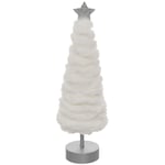 Déco de Noël Sapin lumineux 20 LED en fourrure blanche H 38 cm - Feeric Christmas