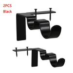 Curtain Rod Brackets Fixed Clip Shower Pole Bracket Black 2pcs