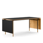 House of Finn Juhl - Nyhavn Dining Table, With Extensions, Top: Dark oiled oak/black linoleum, Base: Black Steel