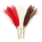 30 Pcs Faux Pampas Grass 52cm/20.5" Dried Pampas Grass Milk White/Dark Brown/Red