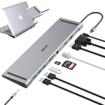 Station d'accueil USB C 10 en 1 Hub USB C avec 4K HDMI, VGA, 3 Ports USB 3.0, USB-C, Gigablit Ethernet RJ45, Cartes SD/TF, Audio pour Windows 10,8,7,XP/Mac OS/Linux