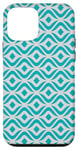 Coque pour iPhone 12 mini Turquoise Blue Aqua Round Smooth Wavy Rhombuses Pattern