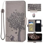 Auotu Cuir PU Coque Flip Bookstyle Magnétique Housse Étui Cover Case pour DOOGEE V20 Pro Smartphone (Gris with Arbre Pattern)