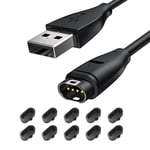 Garmin Charging Cable for Fenix Vivoactive, Ancable 1M USB Charger Cable for Garmin Fenix 5 5X 5X Plus 5 Plus 5S 5S Plus 6X 6 6S, Vivoactive 3 4 4S,etc with 10Pcs Black Dust Plug