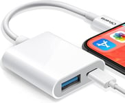 Adaptateur D'appareil Photo Usb Pour Iphone Ipad, Usb Femelle Otg, Compatible Avec Iphone Et Ipad, Chargement Et Lecture Simultanés, Plug And Play, Adaptateur Usb Portable Pour Iphone, Ipad,