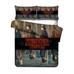 Stranger Things Season 3 Eleven Dustin Demogorgon Bed Linen Set with Zip 3D Print Teenagers Girls Kids 200 X 200 Cm Duvet Cover with Pillow Case,3,180x210cm