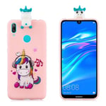 Huawei Y7 2019 3D Cute doll case - Unicorn Enjoying Music Monivärinen