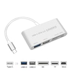 Adaptateur 5 en 1 pour MacBook Air Thunderbolt 3 Type C USB-C Lecteur de cartes SD TF 2.0 3.0 Micro USB (ARGENT) - Neuf