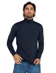 LAPASA Haut Thermique Col Roulé Homme Maillot de Corps à Manches Longues sous-Vêtements Automne-Hiver Chaud M124 Moyennement Épais, Bleu Marine, M