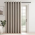 Topfinel Tan Linen Curtains, 100% Blackout Curtains for Bedroom Door Curtains for Living Room Energy Saving, Noise Reduction, 90x90 Curtains Eyelet(228 x 228 CM 1 Panels)