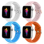 Runostrich Compatible with Apple Watch Strap 44mm 42mm, Silicone Sport Breathable Replacement Band Compatible for iWatch Series 5, 4, 3, 2, 1 Women Men(42mm/44mm, Blue+Pink Sand+Orange+White)