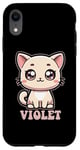 Coque pour iPhone XR Violet Motif chat mignon pour fille Violet