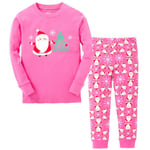 Barn Flicka Pojke Jul Jul Outfit Pyjamas Set Sovkläder Nattkläder Loungwear Pink Santa Claus 95cm