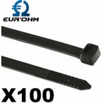 Eur Ohm - Collier attache câble électrique noir en polyamide colring 100 pièces 3,5x200mm 130N Noir