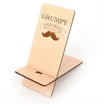 Wooden Desktop Phone Docking Station Stand - Grumpy Old Man - Made in the UK