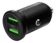 DELTACO – USB-autolaturi, 2x USB-A 18W, pikalataus, yhteensä 36W (USB-CAR128)