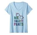 Womens Sarcastic Little MR SMARTY PANTS My School Kids Teacher Boys V-Neck T-Shirt