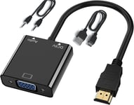 Adaptateur HDMI vers VGA 1080P Convertisseur mâle vers Femelle avec Câble Audio et Câble de Charge Micro USB pour PC Ordinateur Portable Projecteur HDTV PS4/3 Xbox