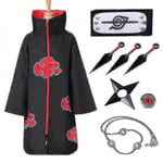 Naruto Akatsuki Kappa Anime Kostymset Itachi Robe Halloween Lång Kappa 8pcs one size