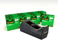 Scotch™ bordtapedispenser c38, svart + scotch® magic™ usynlig tape, 19 mm x 33 m, 12 ruller/pakke