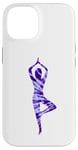 Coque pour iPhone 14 Violet tie-dye pose arbre yoga