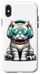 Coque pour iPhone X/XS Headphones Sunglasses British Shorthair Cat