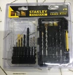 Stanley Drill Bits Set Combination Masonry Wood Metal 14 pieces WITH CARRY CASE