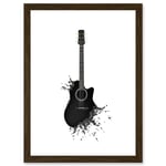 Music Illustration Guitar Watersplash Bubble Effect A4 Artwork Framed Wall Art Print