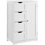 Helloshop26 - Armoire étagère commode de salle de bain meuble de rangement mdf laqué 81 cm Blanc