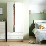 Argos Home Kids Malibu 2 Door Drawer Wardrobe - White & Oak