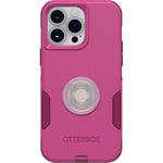 OtterBox Bundle Commuter Series Case for iPhone 14 PRO MAX - (INTO The Fuchsia) + PopSockets PopGrip - (Clear/Glitter/Silver)