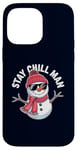 Coque pour iPhone 14 Pro Max Stay Chill, Man Cool Winter Snowman, Noël