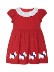 Trotters Baby Anglaise Cotton Scotty Dog Dress, Berry Red