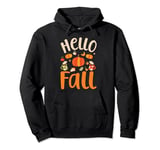 Hello Fall Autumn Colors Leaves Pumpkins Fall Vibes Season Pullover Hoodie