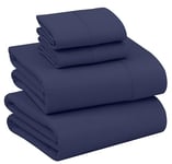 Ruvanti 100% Cotton Sheets for Queen Size Bed - Crispy Cooling Percale Sheets - Breathable & Durable Queen Sheet Set - Deep Pocket 16 Inches (Fits up to 18") - Crown Blue - 4 Pieces