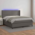 Sommier � lattes de lit matelas LED Gris 180x200 cm Similicuir