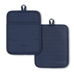 KitchenAid Ribbed Soft Silicone Pot Holder 2-Pack Set, Ink Blue, 7"x9"