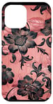 Coque pour iPhone 12 Pro Max Rose Art Déco Floral Dentelle Noir Motif Vintage