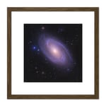 Crawford Space Galaxy M81 Bode's Spiral Stars Photo 8X8 Inch Square Wooden Framed Wall Art Print Picture with Mount