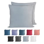 Komfortec 100% Cotton Cushion Covers, Set of 2, 60 x 60 cm, Super Soft Premium Jersey Pillowcase, 150 g/m², Pillow Slip, Grey