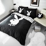 Playboy Classic Bunny Head Duvet Cover Reversible Quilt Bedding Set King Black