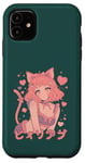 Coque pour iPhone 11 Anime Cat Girl Manga Hearts Kawaii Cute Holiday Valentines