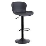 Youhauchair Tabouret Bar, Tabouret de Bar Réglable en Hauteur en Cuir PU, Chaise de Bar avec Dossier et Repose-Pieds, Chaise Haute Cuisine Pivotant, Moderne, Noir