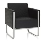 hjh OFFICE Fauteuil Lounge 1 Place Aruba Step Similicuir Canapé rembourré Moderne avec Structure métallique, 78 x 67 x 71 cm, Noir